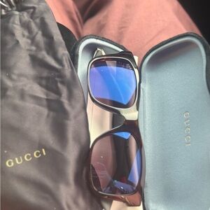 Gucci Blue and Brown Polarized Sunglasses with Case